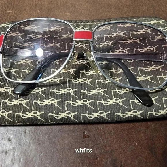 Rare Vintage 70s Yves Saint Laurent Pink Silver Sunglasses with original case